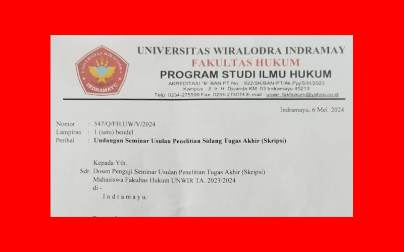 Undangan Seminar Usulan Penelitian Tugas Akhir Mahasiswa (Skripsi)